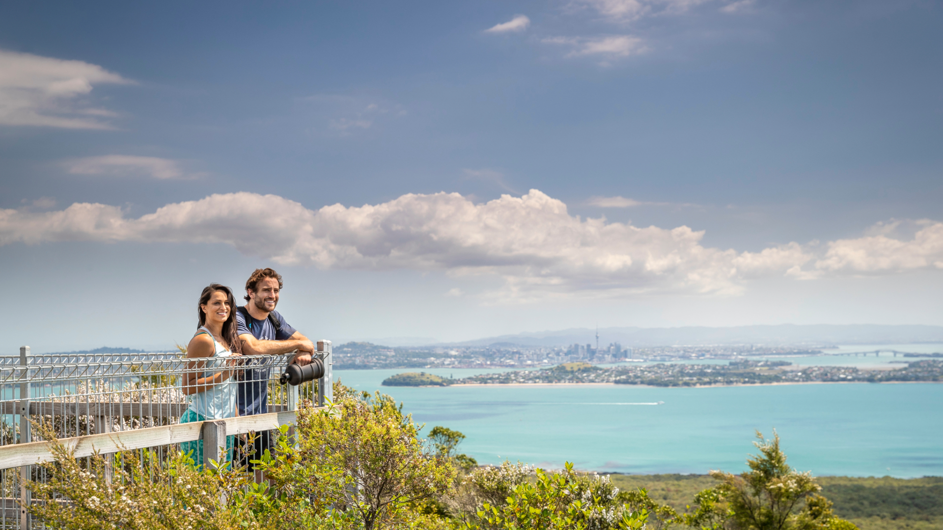 A couple choosing Rangitoto Island Auckland for a date